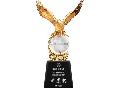 大展宏圖水晶獎杯合金獎杯紀(jì)念品老鷹獎杯金屬獎杯制作年會獎品
